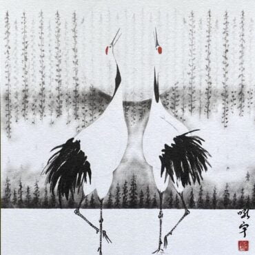 Two cranes shikishi